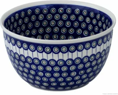 Produktbild von Original Bunzlauer Keramik 4,5 Liter Schüssel Schale XL mit Muster Innen Ø26,3cm Salatschüssel Suppenschüssel Beilagenschüssel Obstschale[Form 2] im Design 8