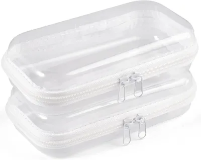 Image de Trousse de toilette transparente, avec 2 coques rigides zippées, étanche, en 2 pièces, idéale pour les voyages