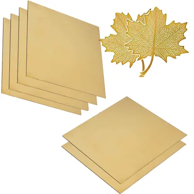 Messingplatte 0,5 mm, 6 Stück, goldfarben, 50 x 50 mm