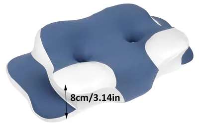 Image de Coussin de soutien cervical, design ergonomique, housse en tissu rafraîchissant, bleu