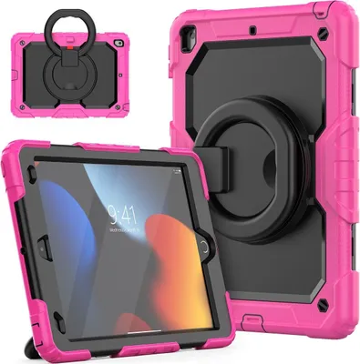 Produktbild von Mobigear RingGuard iPad 9 (2021) Hülle Kunststoff,Silikon Backcover + Ständer - Magenta