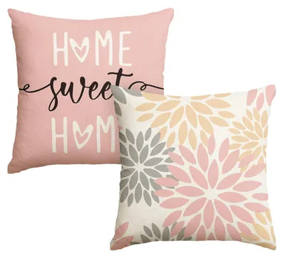 Produktbild von Kissenbezüge 2er Set Rosa Dahlien Blumen Frühling 45x45 cm Polyester