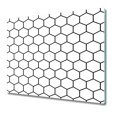 Produktbild von Schneidebrett für die Küche - Glasschneidebrett - Herdabdeckung - Messingwabe Schwarz und Weiß