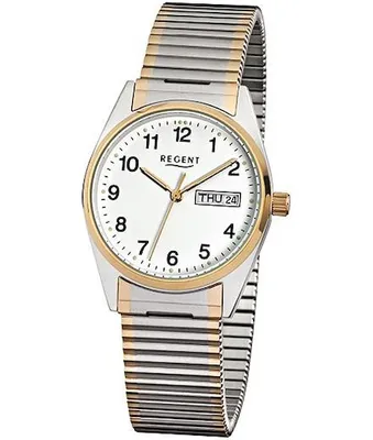 Produktbild von Regent Herren-Uhr Analog Quartz Stahl Titan Zugband Bicolor F-880