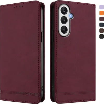 Produktbild von Hülle für Samsung Galaxy A05S, Retro Kunstleder Ständer Klapphülle mit Kartenfächer und Magnetische Rot