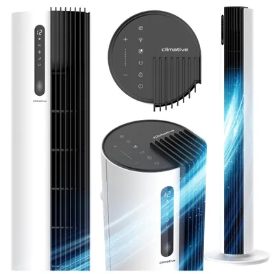 Produktbild von Leiser Stand-Turmventilator für Zuhause mit 12 Geschwindigkeitsstufen – Climative Pure Plasma – Ionisierung – Fernbedienung – Luftreinigung – Starke