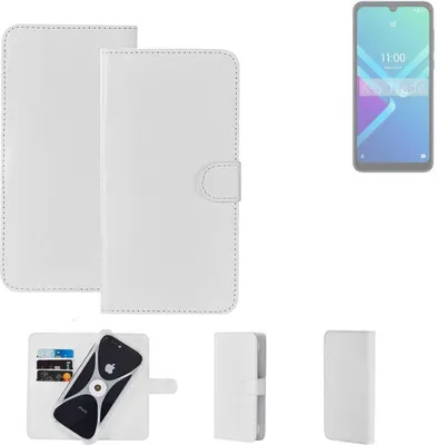 Produktbild von K-S-Trade Handy Hülle Schutz Hülle kompatibel mit Wiko Y82 Cover Case Bookstyle Bumper weiß 1x