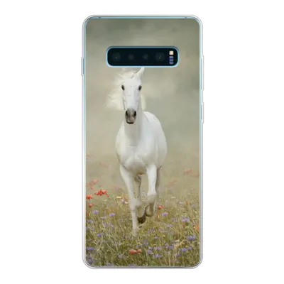 Produktbild von MuchoWow® Handyhülle Schutzhülle Hülle für Samsung Galaxy S10 Lite Pferd - Stoff - Blumen Silikon Softcase Handy Hülle - Schutz