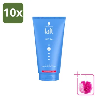 Imagen del producto de 10 unidades de gel de peinado Taft Ultra Styling, fijación fuerte, 150 ml, pack económico
