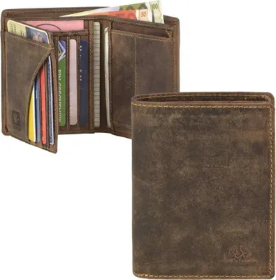 Produktbild von Greenburry Geldbörse RFID Vintage Herren braun Leder Portemonnaie hoch 7KF