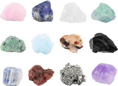 Produktbild von 12x Rohsteine Naturstein Mischung Box Set Chakra Feng Shui Tischdeko