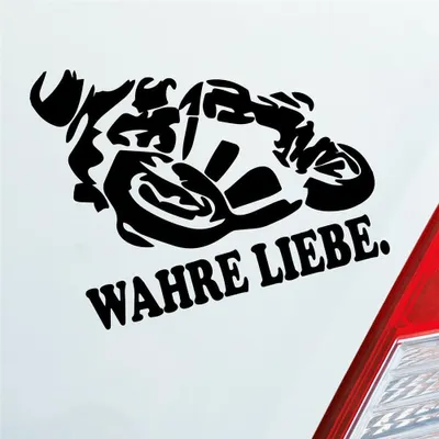 Produktbild von Auto Aufkleber Motorrad Wahre Liebe Moped Bike Mopped JDM 12x10 cm Schwarz Matt Sticker Heckscheibenaufkleber