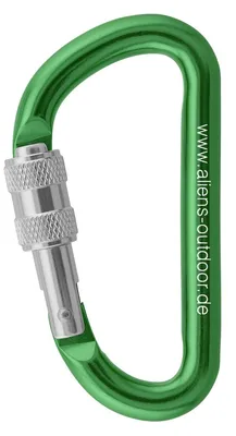 Grüner Materialkarabiner "Accessory Classic Screw" von Aliens mit Schraubverschluss.