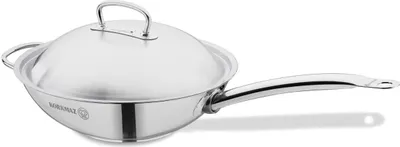 Produktbild von Korkmaz Proline Wokpfanne mit Stiel aus hochwertigem 18/10-Edelstahl ø32 cm