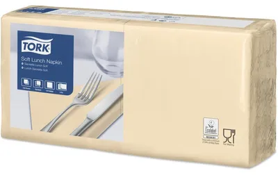 Produktbild von Tork Servietten 33cm 3-lagig 1/4 Falz Sand 150 Stk.