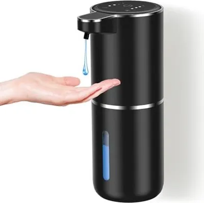 Produktbild von Automatischer Seifenspender, USB C wiederaufladbare Wandmontage, 380 ml, elektrischer Spendersensor, 4 Stufen verstellbare schwarze Küche, Badezimmer