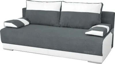 Produktbild von Sofa mit Schlaffunktion und Bettkasten, Couch für Wohnzimmer, Schlafsofa Federkern Sofagarnitur Polstersofa Wohnlandschaft mit Bettfunktion - 196 x 92 x 85 - Nisa (Grau + Weiß)