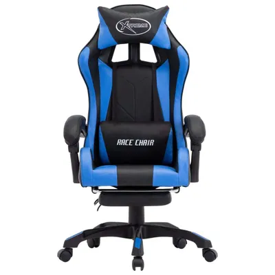 Immagine prodotto di Sedia da gioco con poggiapiedi Ecopelle blu e nera