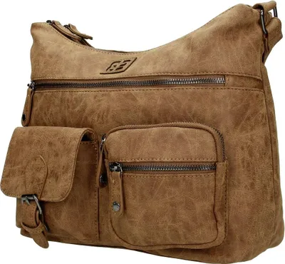 Produktbild von Christian Wippermann XL große Damen Shopper Tasche Schultertasche Umhängetasche Crossover Bag Leder Optik Handtasche Camel
