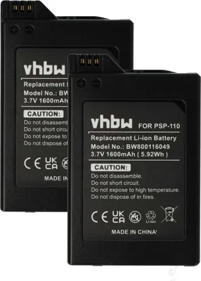 Produktbild von vhbw 2x Akku kompatibel mit Playstation Portable PSP-1007, PSP-1010, PSP-1008 Spielekonsole (1600 mAh, 3,7 V, Li-Ion)