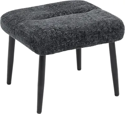 Produktbild von Sitzhocker mit weichem Sitzkissen, Stahlbeinen und dunkelgrauem Chenille-Stoff für Schlafzimmer und Wohnzimmer