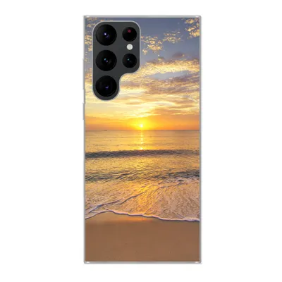 Produktbild von MuchoWow® Handyhülle Schutzhülle Hülle für Samsung Galaxy S22 Ultra Strand - Sonnenuntergang - Meer Silikon Softcase Handy Hülle - Abbildung
