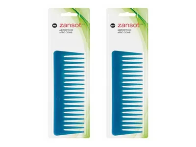 Imagen del producto de Zansot, peine afro grande, 2 unidades, 16 cm, color azul