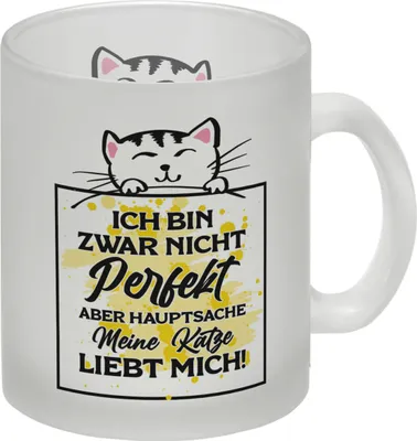 Produktbild von Meine Katze liebt mich Katzen Spruch Glas Tasse für Katzenliebhaber