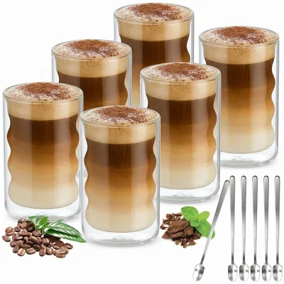 Zdjęcie produktu dla Omgoods - Zestaw 6 szklanek podwójnych ścianek, idealnych do latte macchiato