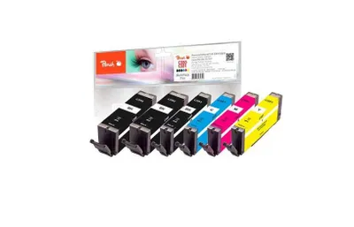 Produktbild von Peach PI100-328 Druckerpatrone 6 Stück(e) Kompatibel Standardertrag Schwarz, Blau, Pink, Gelb