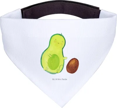 Produktbild von Mr. & Mrs. Panda Tuch Avocado Kern rollt - Weiß - Geschenk, Hund Halstuch, Geburtstag, Hundetuch, Hundehalstuch, Baby, Liebe, Hunde-Halstuch