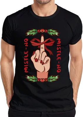 Immagine prodotto di Maglietta da uomo Mistle No Anti-Christmas - Regalo di Natale, Nero, XL