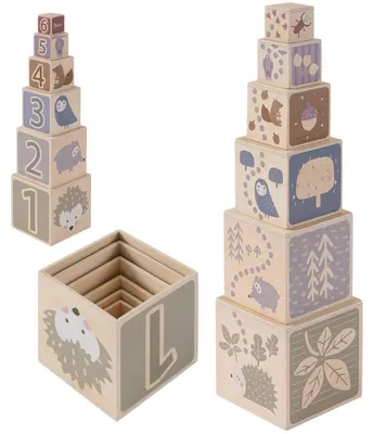Produktbild von howa Stapelturm 'little woods' aus Holz ab 1 Jahr, Motorikspielzeug Stapelwürfel 6027