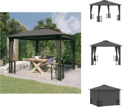 Produktbild von vidaXL Pavillon mit Seitenwänden & Doppeldach 3x3 m Anthrazit -  Pavillons & Partyzelte