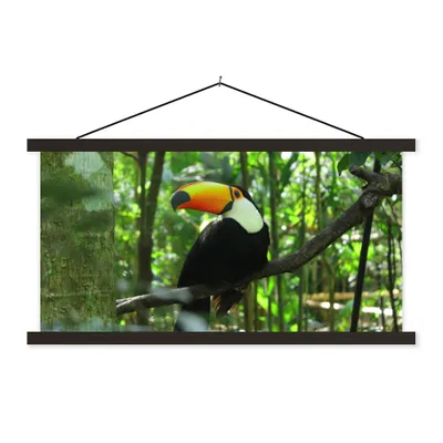 Produktbild von MuchoWow® Textilposter Tukan im Baum 120x60 cm mit schwarzem Rahmen - Dekoration Schlafzimmer