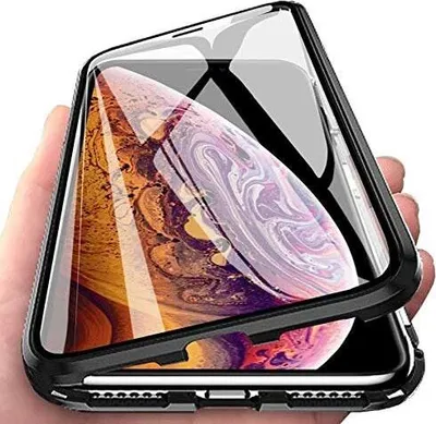 Zdjęcie produktu dla 360° Magnet Full Slim Metal Case Etui ochronne Etui na telefon komórkowy ze szkłem pancernym z przodu i z tyłu w kolorze czarnym, kompatybilne z Samsung Galaxy S10 (G973F)