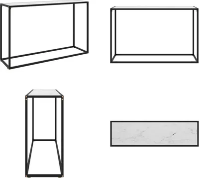 Imagen del producto de vidaXL Mesa consola blanca de 120x35x75 cm con superficie de cristal templado - Mesa consola - Mesas consola - Mesa de pared - Mesas de pared