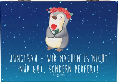 Produktbild von Mr. & Mrs. Panda Kiste Jungfrau Perfektion 22 x 15 cm - Sternenhimmel Blau - Geschenk, Detailverliebt, Geschenke Sternzeichen, Astrologie, Schatulle, Tierkreiszeichen