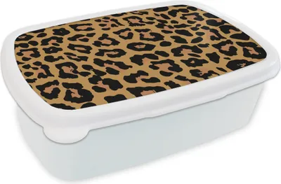 Produktbild von KitchenYeah® Lunchbox Brotzeit Brotdose 17x11 cm Panther Druck - Tiere - Braun Kinder Brotzeitdose - Lunch Box - Kinder - Sandwich-Box - Schulbox - Lunch Boxen