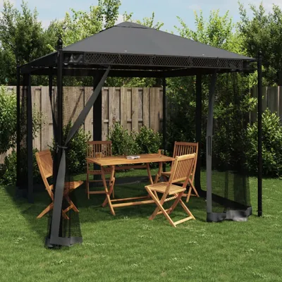 Produktbild von "im Angebot" Pavillon mit Netzwänden Anthrazit 2,93x2,93 m Stahl - Pavillons & Partyzelte CC16947