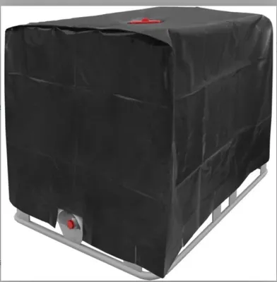 Produktbild von IBC 1000L Wassertankabdeckung, UV- und Regenschutz, Größe 120x100x116 cm, schwarz.
