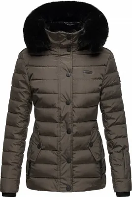 Produktbild von Navahoo Damen Winter Jacke Stepp Winterjacke Kunstfell Gefüttert Kapuze Milianaa Anthrazit Gr. 36- S