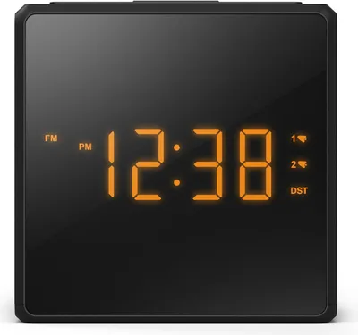 A digital alarm clock displaying the time.
