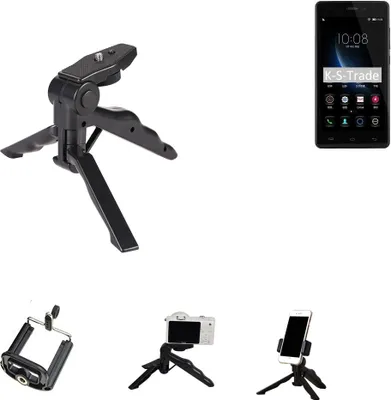 Produktbild von K-S-Trade Stativ Tisch-Ständer Dreibein Handy-Stativ Ständer kompatibel mit Doogee X5 Mini-Stativ Smartphone Tripod Handy-Stativ aus Plastik schwarz