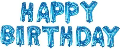 Produktbild von Folienballon Happy Birthday Girlande, blau mit Sternen, ca. 40 cm