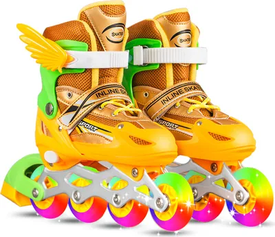 Produktbild von Inlineskates Kinder, Größenverstellbare Rollschuhe mit Leuchtenden PolyurethanRädern, Dreifachschutz Leichte Anfänger-Rollschuhe für Mädchen/Jungen (M:33-37）