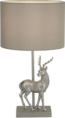Produktbild von Nachttischlampe Stoff Metall E27 42,5 cm Grau Klassisch