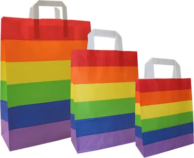 Produktbild von Papiertragetasche "Regenbogen" 32 + 12 x 40 cm 25 Stück