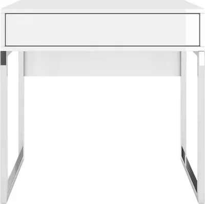 Produktbild von Eva Moderne Möbel Mit Silbernen Beinen / Hochglanz / Schminktisch / Kosmetiktisch / Schreibtisch / 1 Schublade / 80 Cm / Weiß
