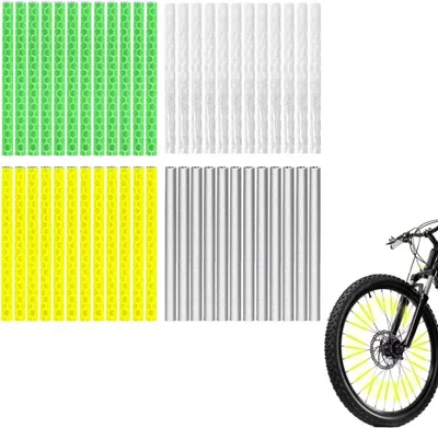 Obrázok produktu pre 48 kusov reflexných prvkov na kolesá bicykla, 360° viditeľnosť, reflexné prvky, reflexné prvky, reflexné prvky na kolesá, alternatíva k odrazkám a svetlám na kolesá